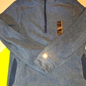 Blue unisex half zip-up fleece